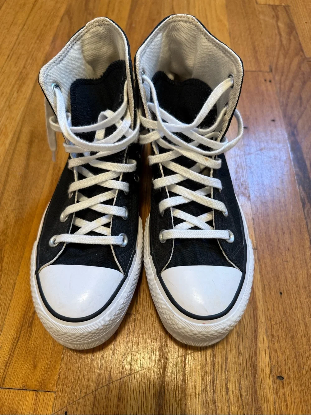 Converse Black and White Platform High Top Sneakers